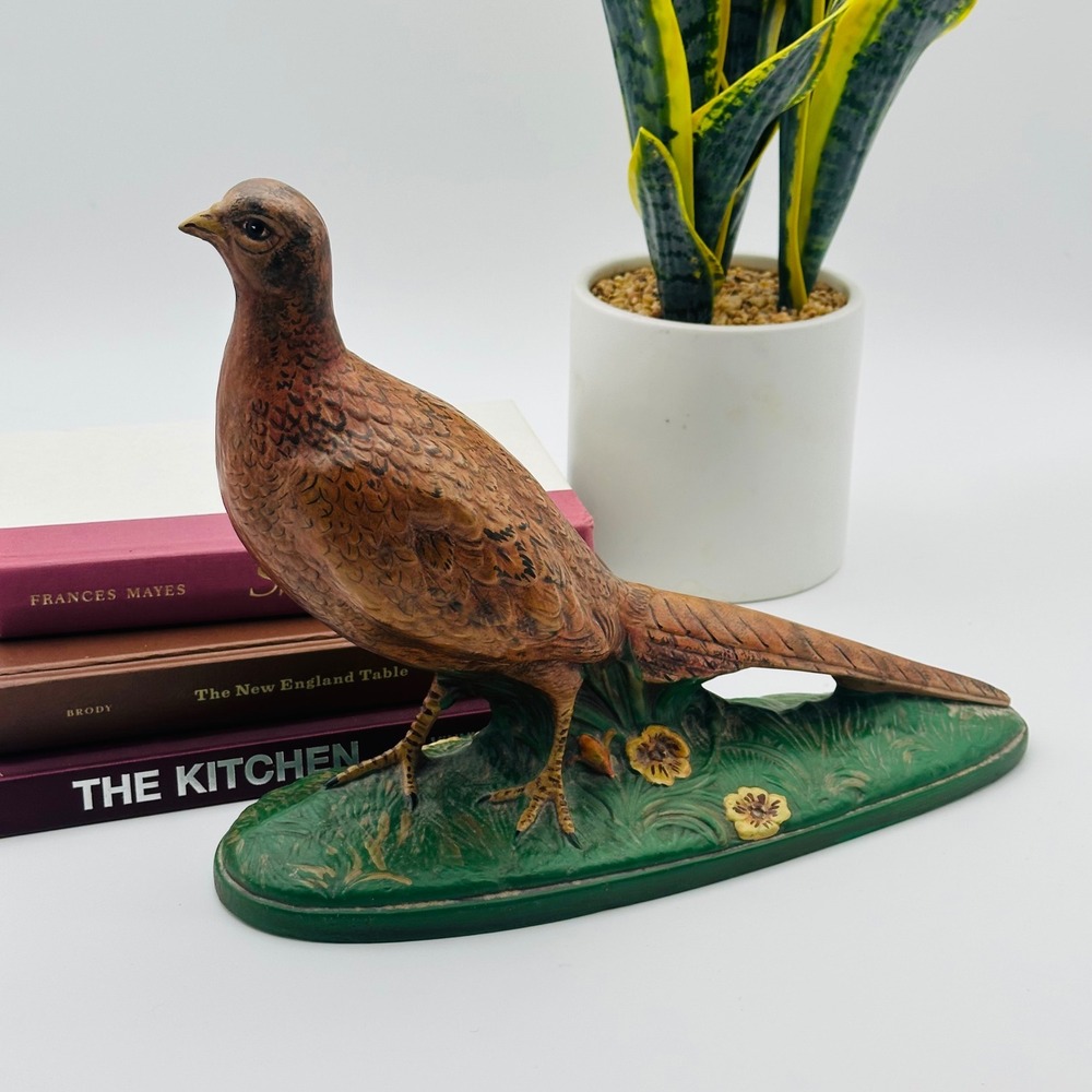 Vintage Holland Mold Ceramic Pheasant Bird Figurine Hand Painted Rustic Decor